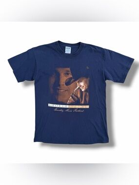 Vintage Y2K George Strait Country Music Festival Tour T-Shirt Blue Size Large